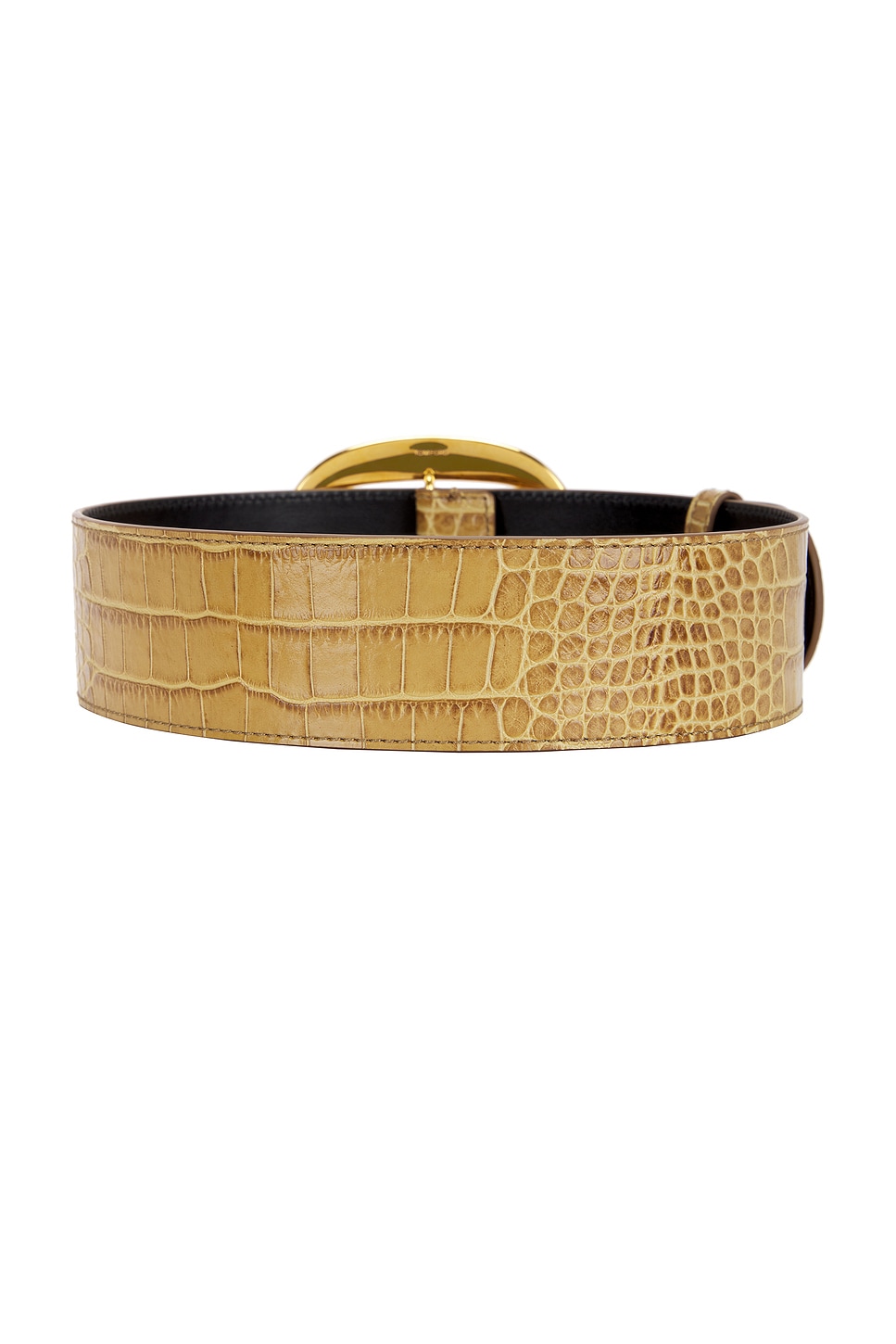 Shop Tom Ford Ursula 50mm Stamped Croc Belt In Safari Beige