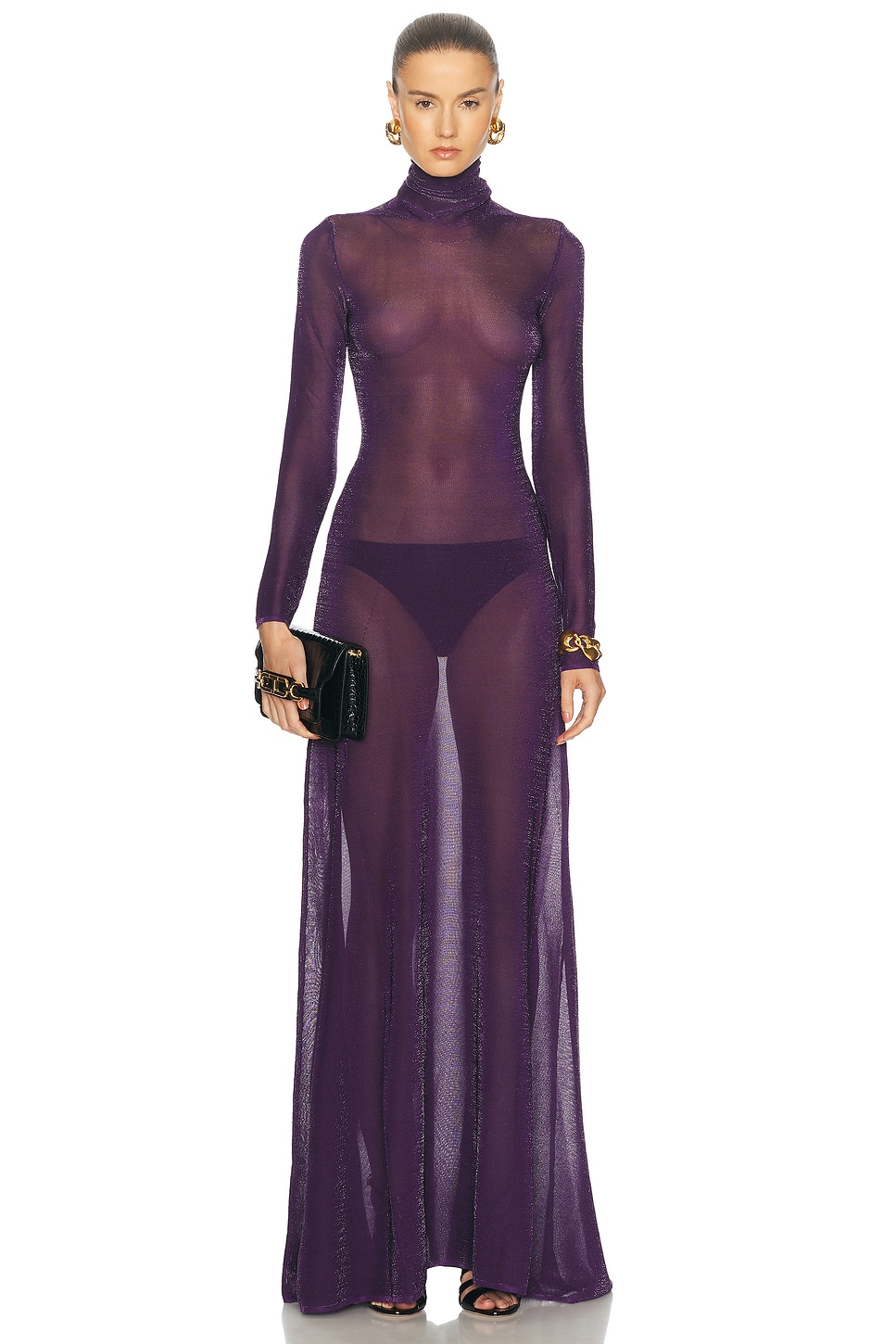 Image 1 of TOM FORD Turtleneck Long Dress in Violet Indigo