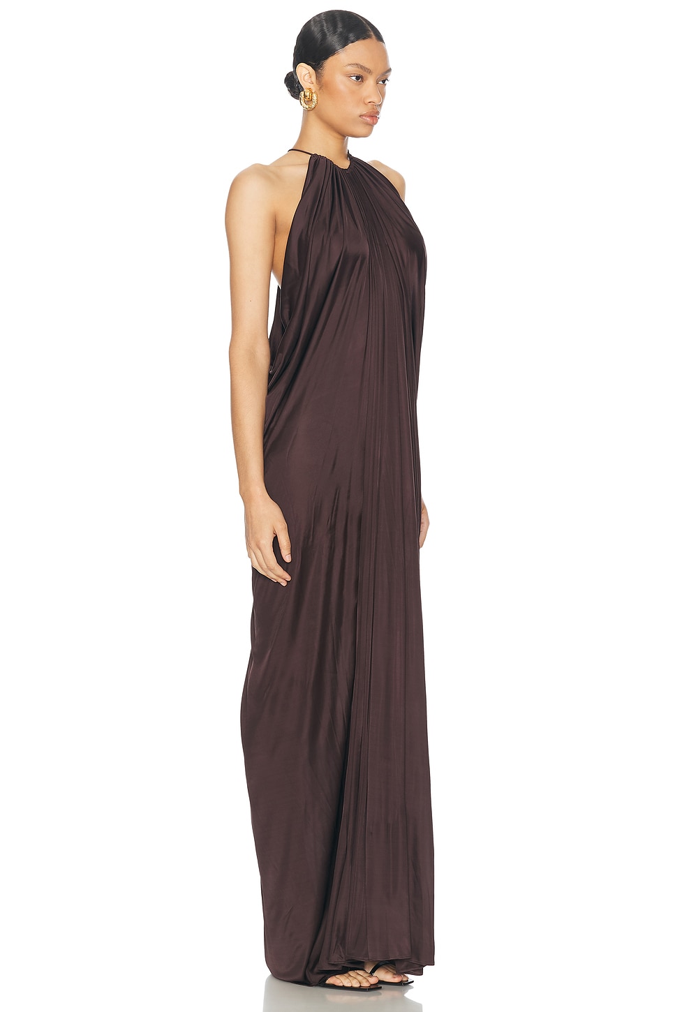 Shop Tom Ford Halterneck Evening Dress In Dark Brown