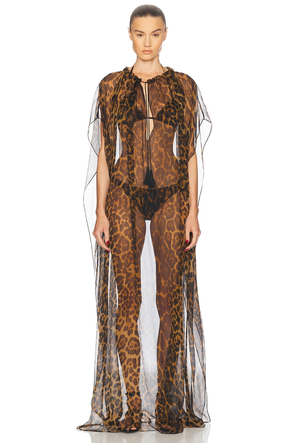 Leopard Kaftan Dress in Brown