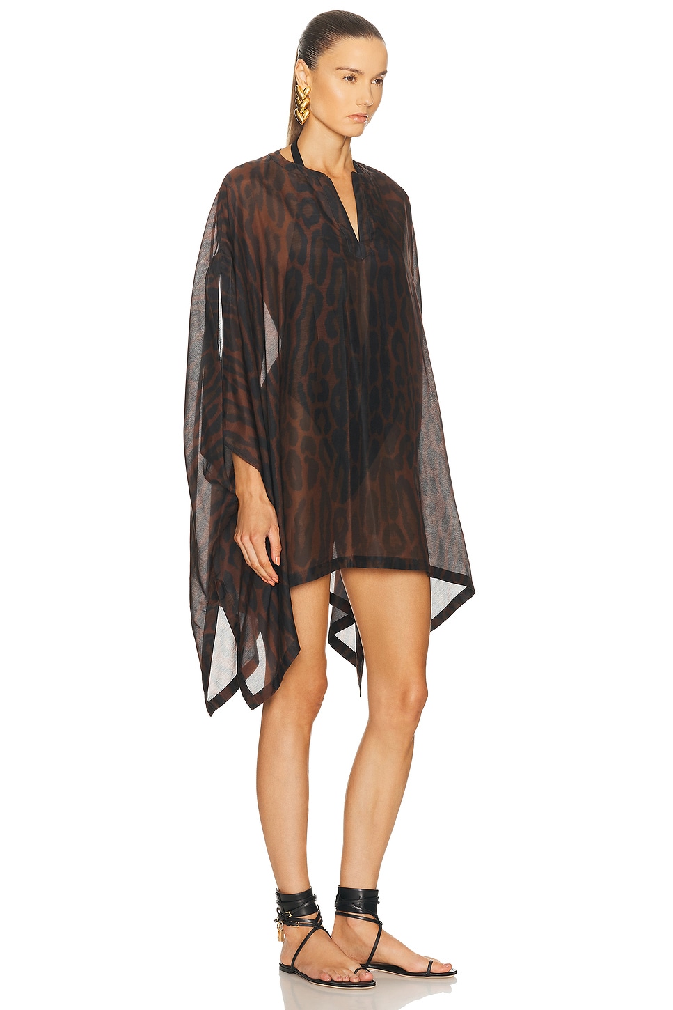 Tom Ford Ocelot-print Cotton-silk Mini Kaftan Dress