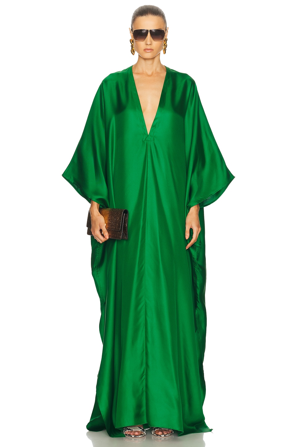 Deep V-neck Kaftan in Green