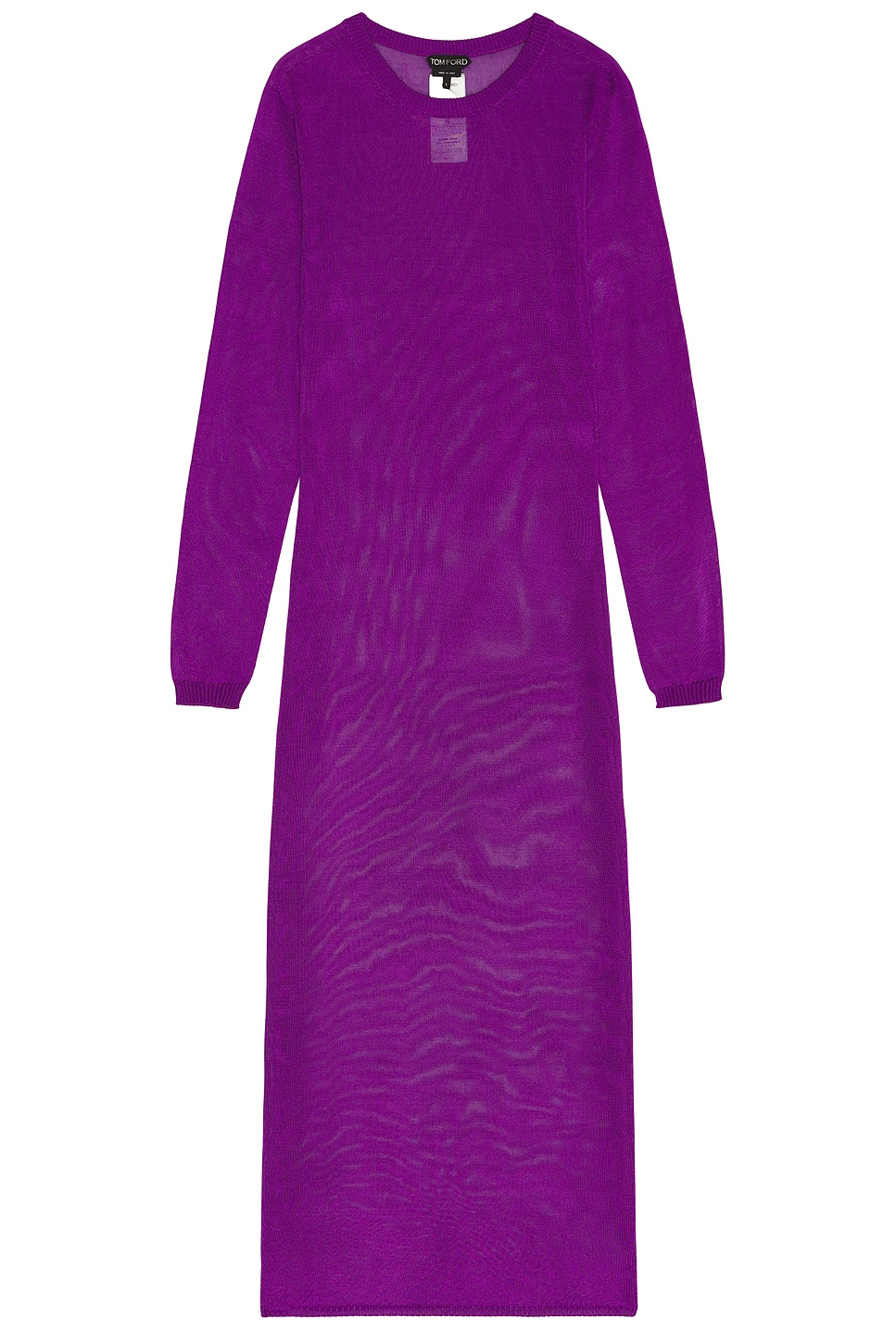 Tom Ford Extra Light Silk Crewneck Dress In Purple
