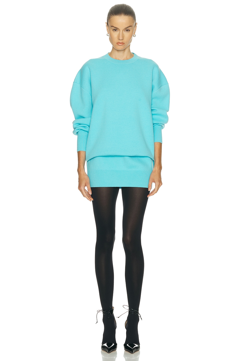 Tom Ford Sculptural Double Face Mini Dress In Blue