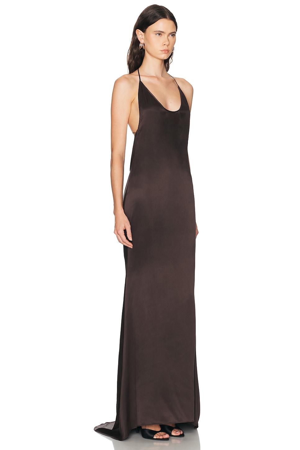 Silk Satin Halterneck Evening Dress