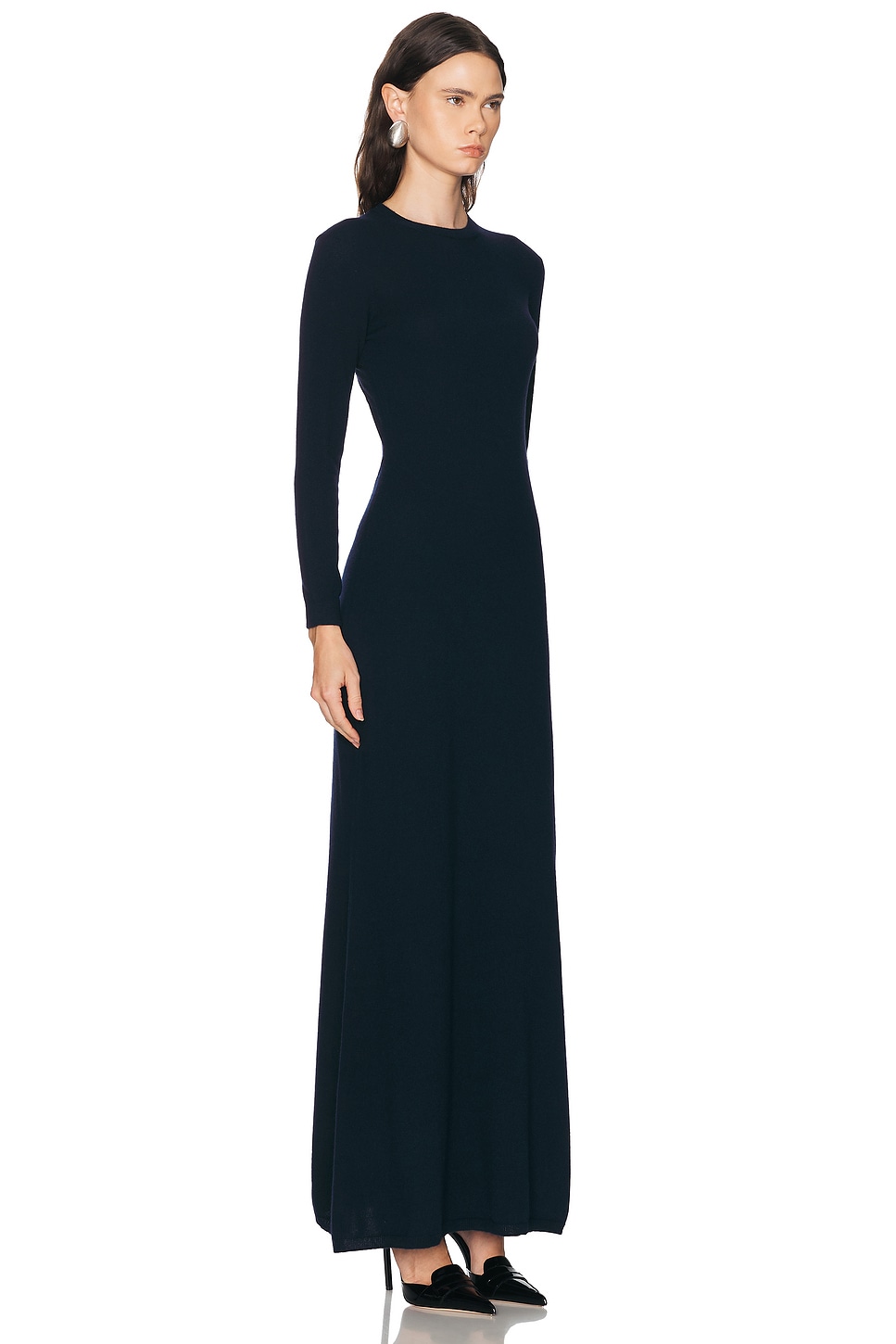 Cashmere Silk Long Crewneck Dress
