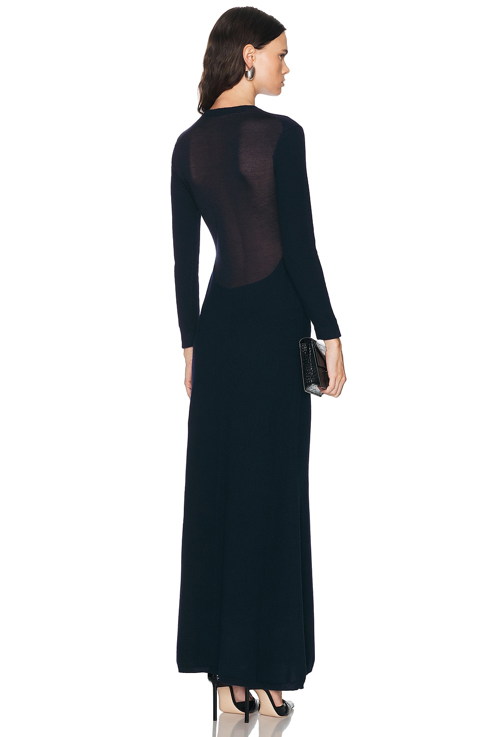 Cashmere Silk Long Crewneck Dress