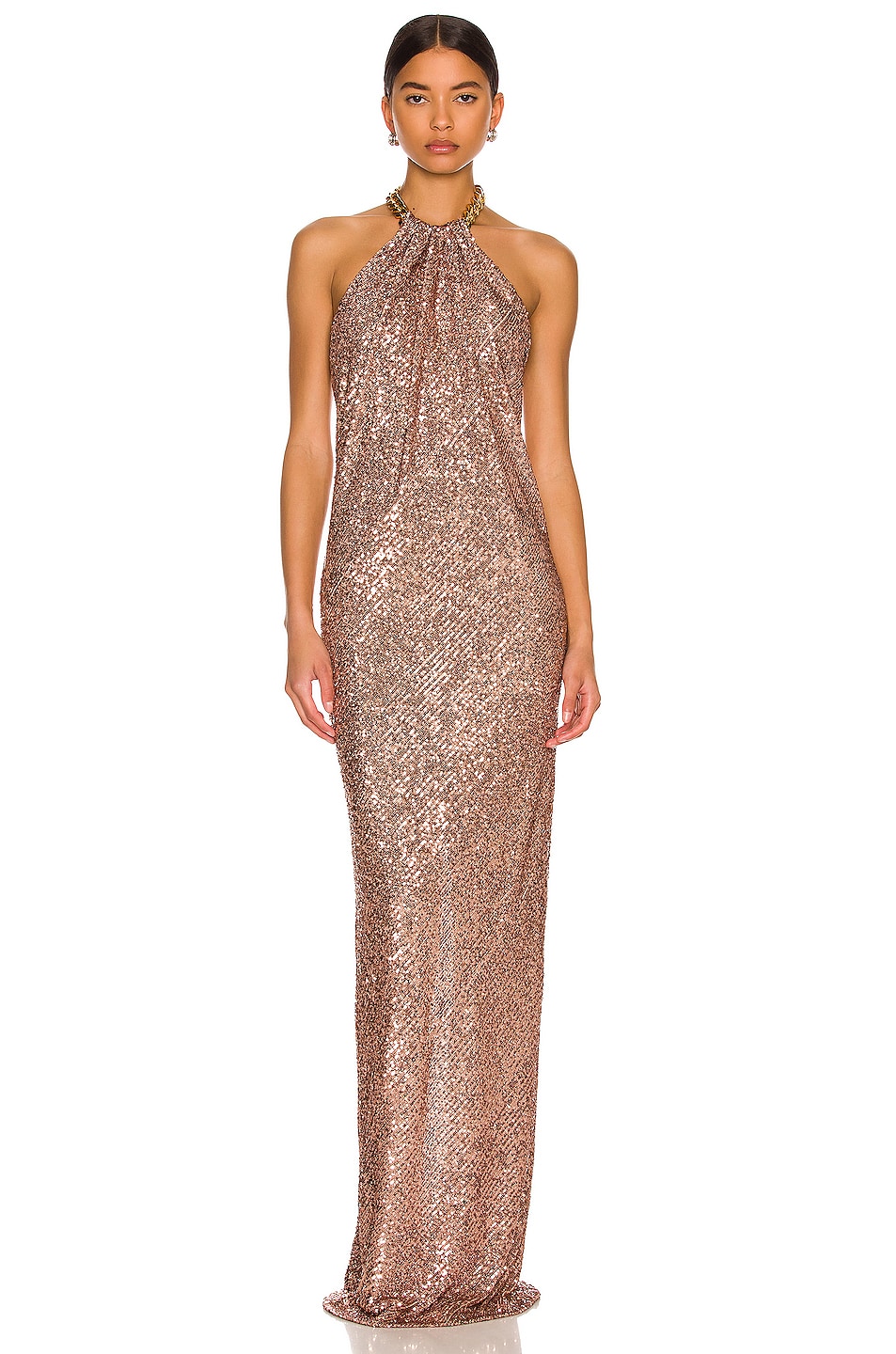 Image 1 of TOM FORD Sequin Halter Gown in Pink