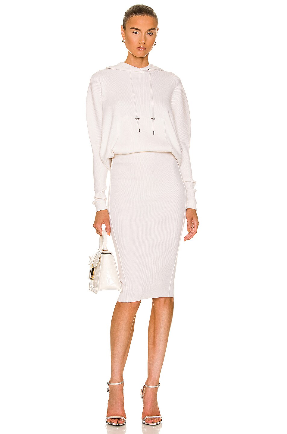Image 1 of TOM FORD Cashmere Hooded Midi Dress in Chalk