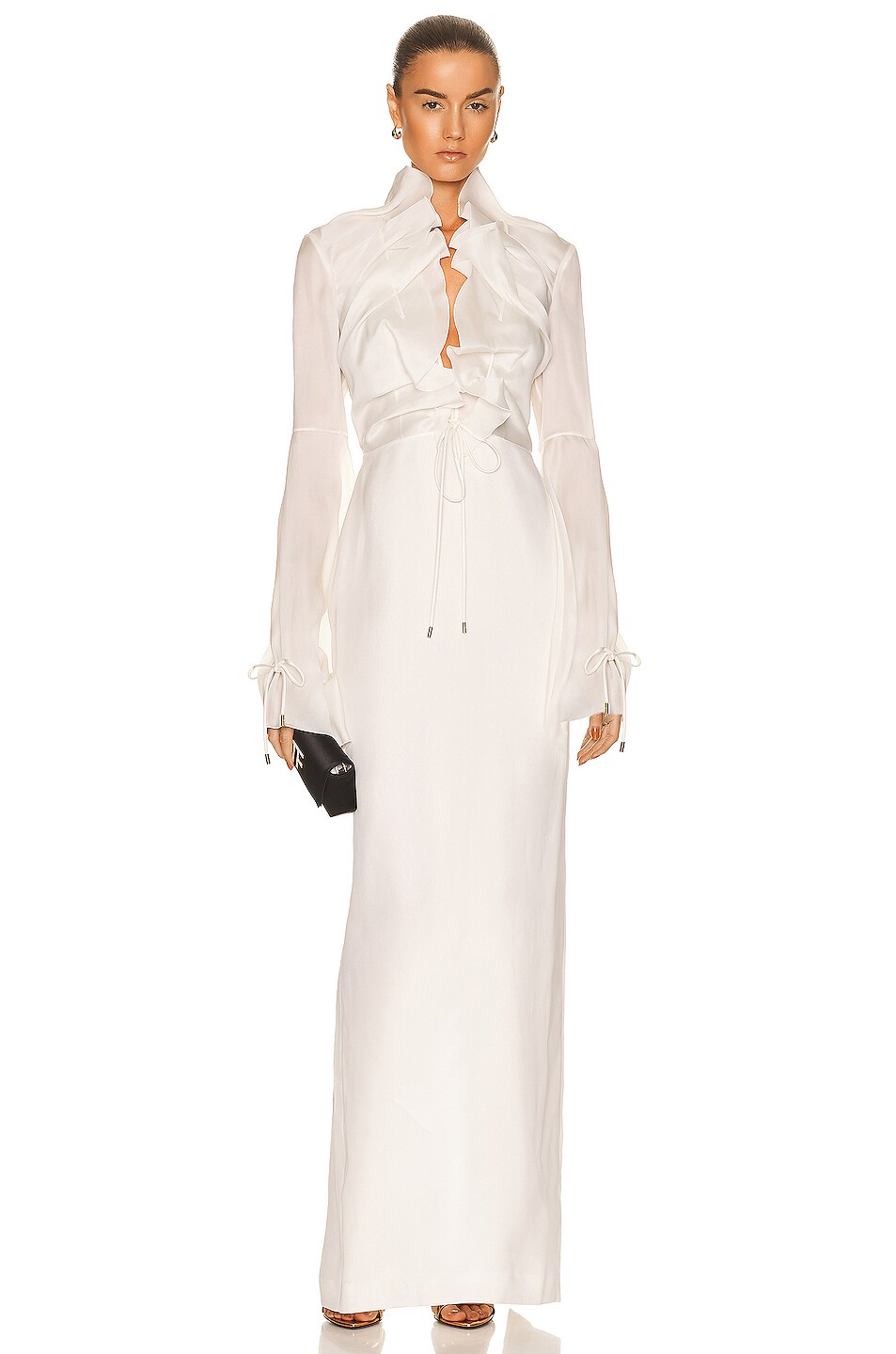 Image 1 of TOM FORD Plunging Neck Gown in Chalk