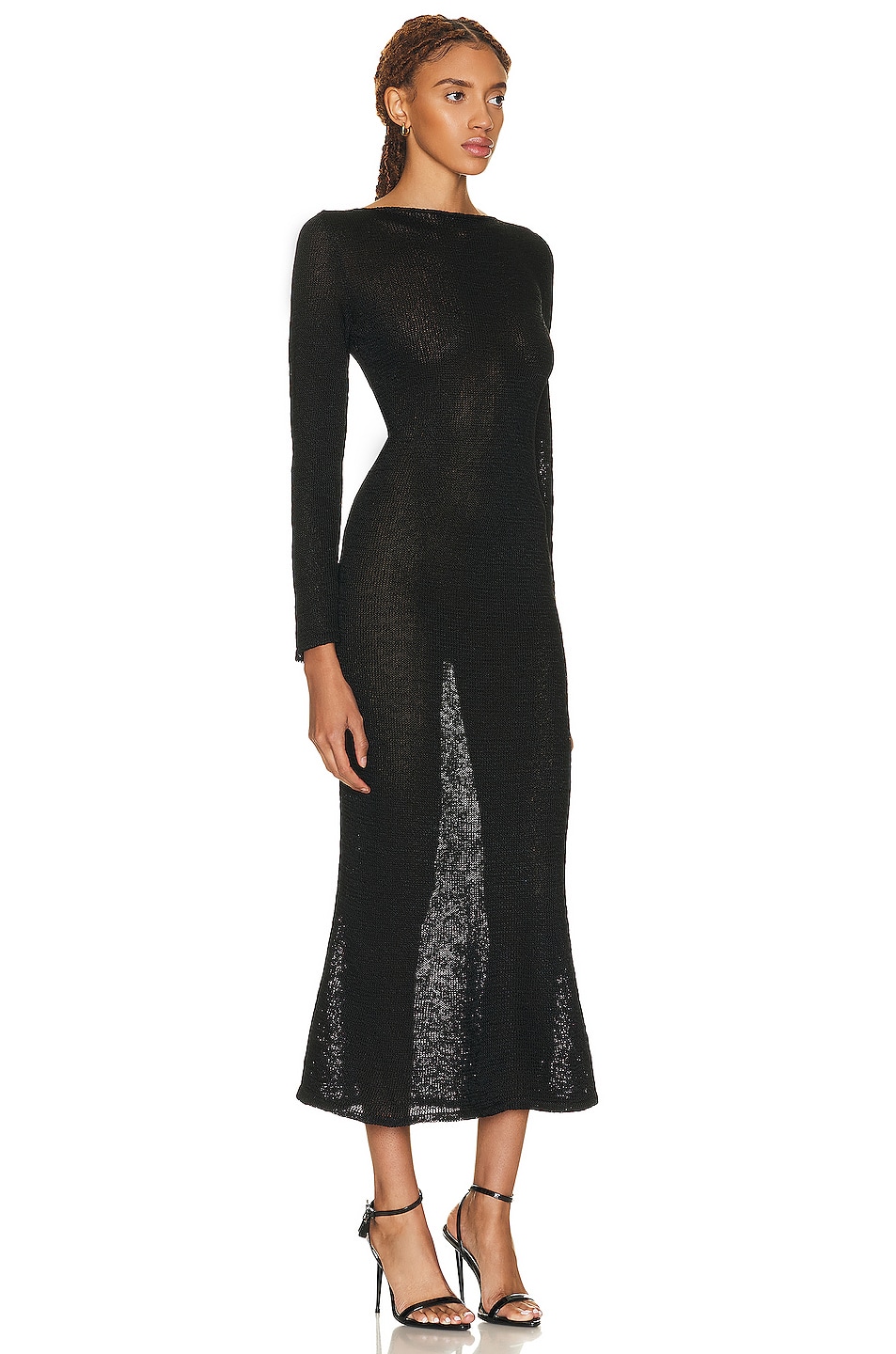 TOM FORD Shiny Long Sleeve Dress in Black | FWRD