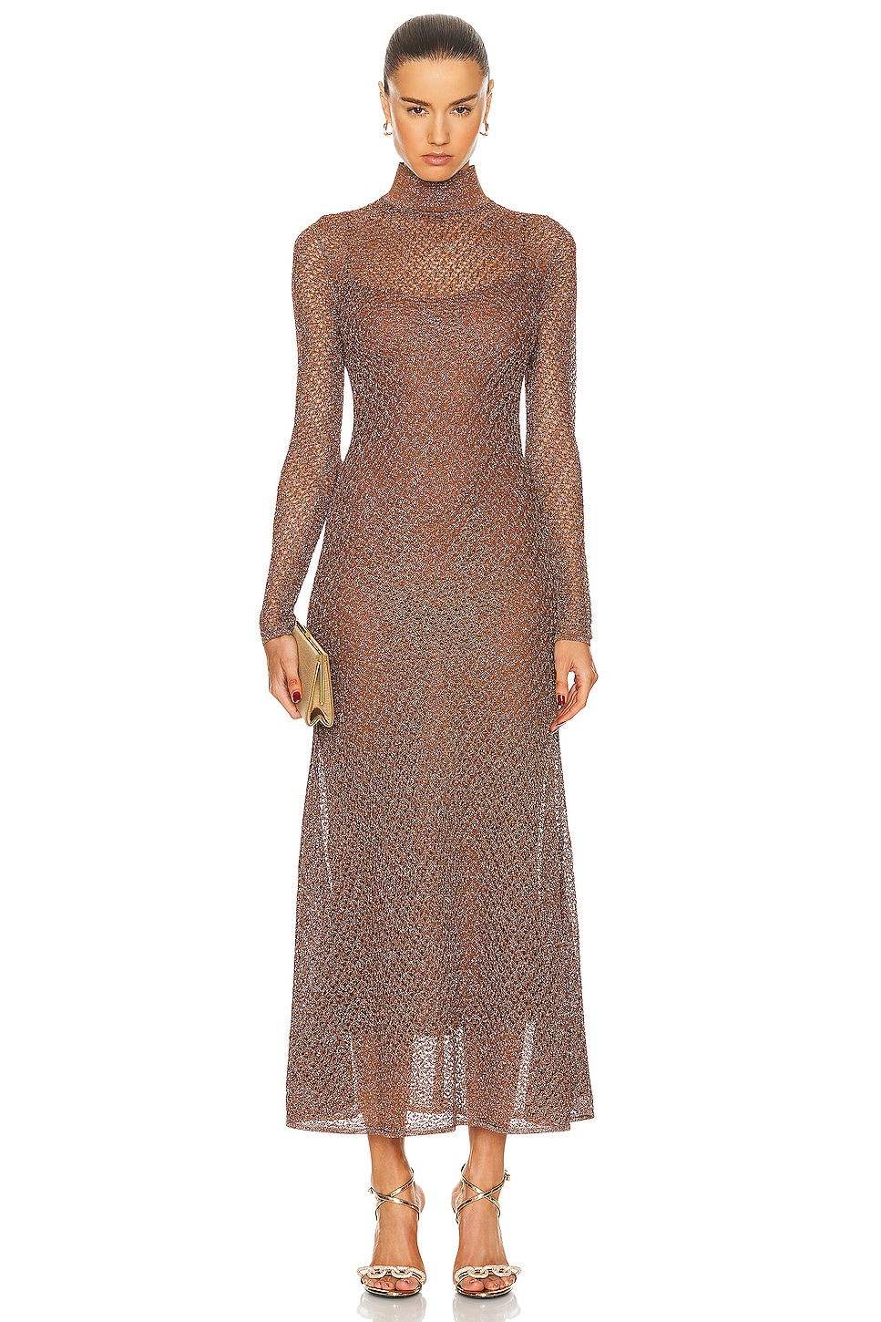 Image 1 of TOM FORD Turtleneck Dress in Antique Bronze