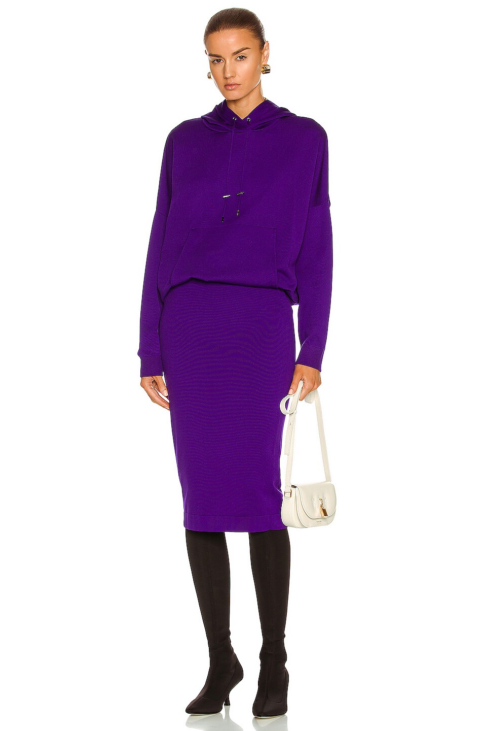 Image 1 of TOM FORD Hooded Midi Dress in Dark Orchid