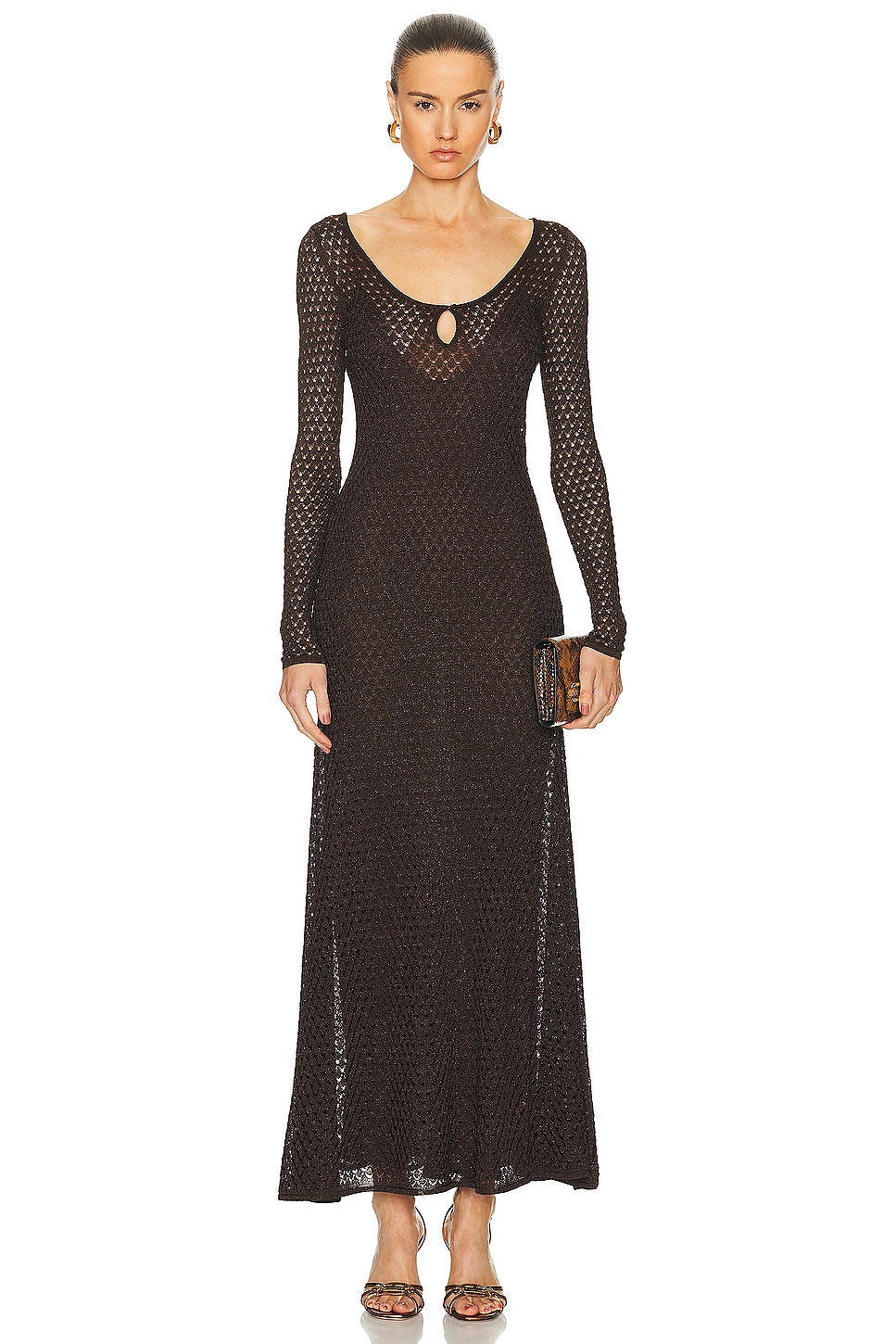 Image 1 of TOM FORD Scoop Neck Dress in Chocolate Brown