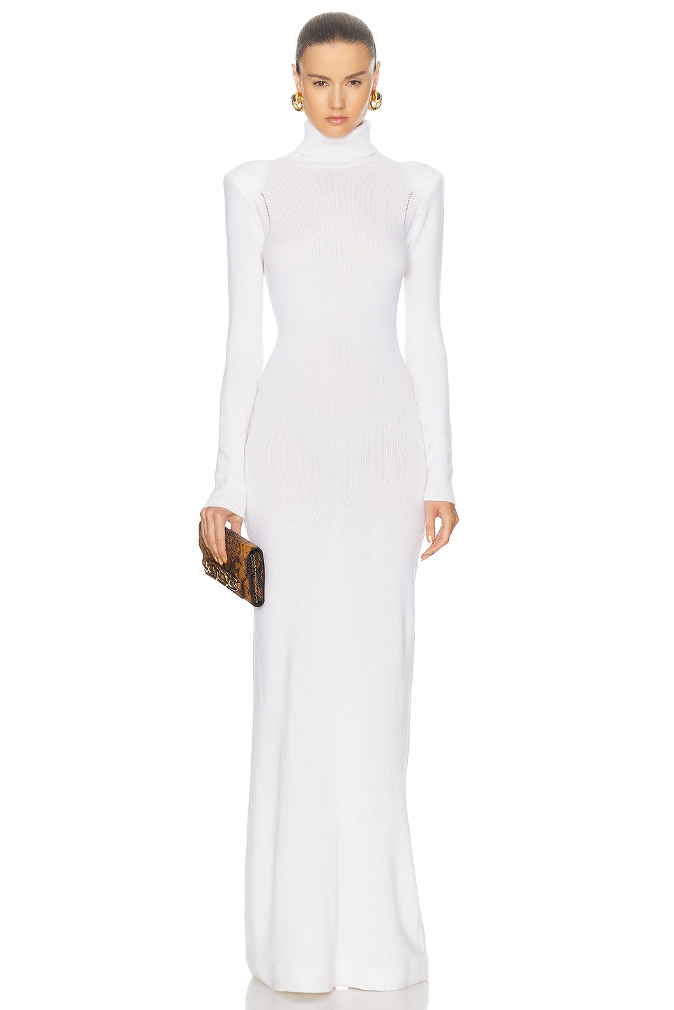 Image 1 of TOM FORD Turtleneck Long Dress in Off White