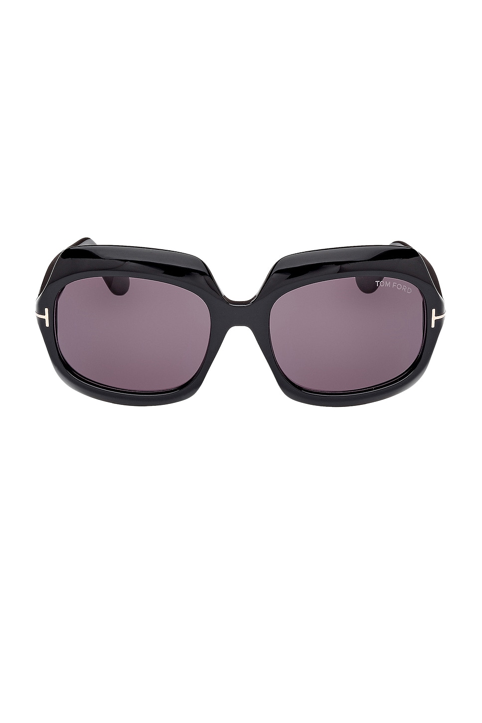 Shop Tom Ford Ren Sunglasses In Shiny Black & Smoke