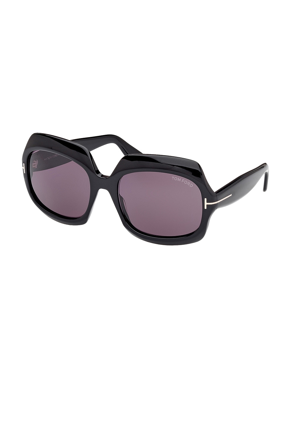 Shop Tom Ford Ren Sunglasses In Shiny Black & Smoke