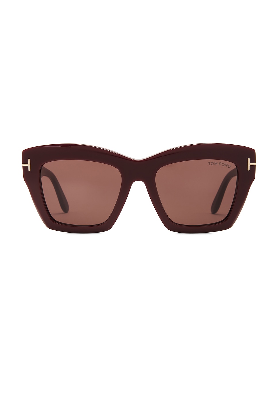 Shop Tom Ford Luna Sunglasses In Shiny Solid Bordeaux & Brown