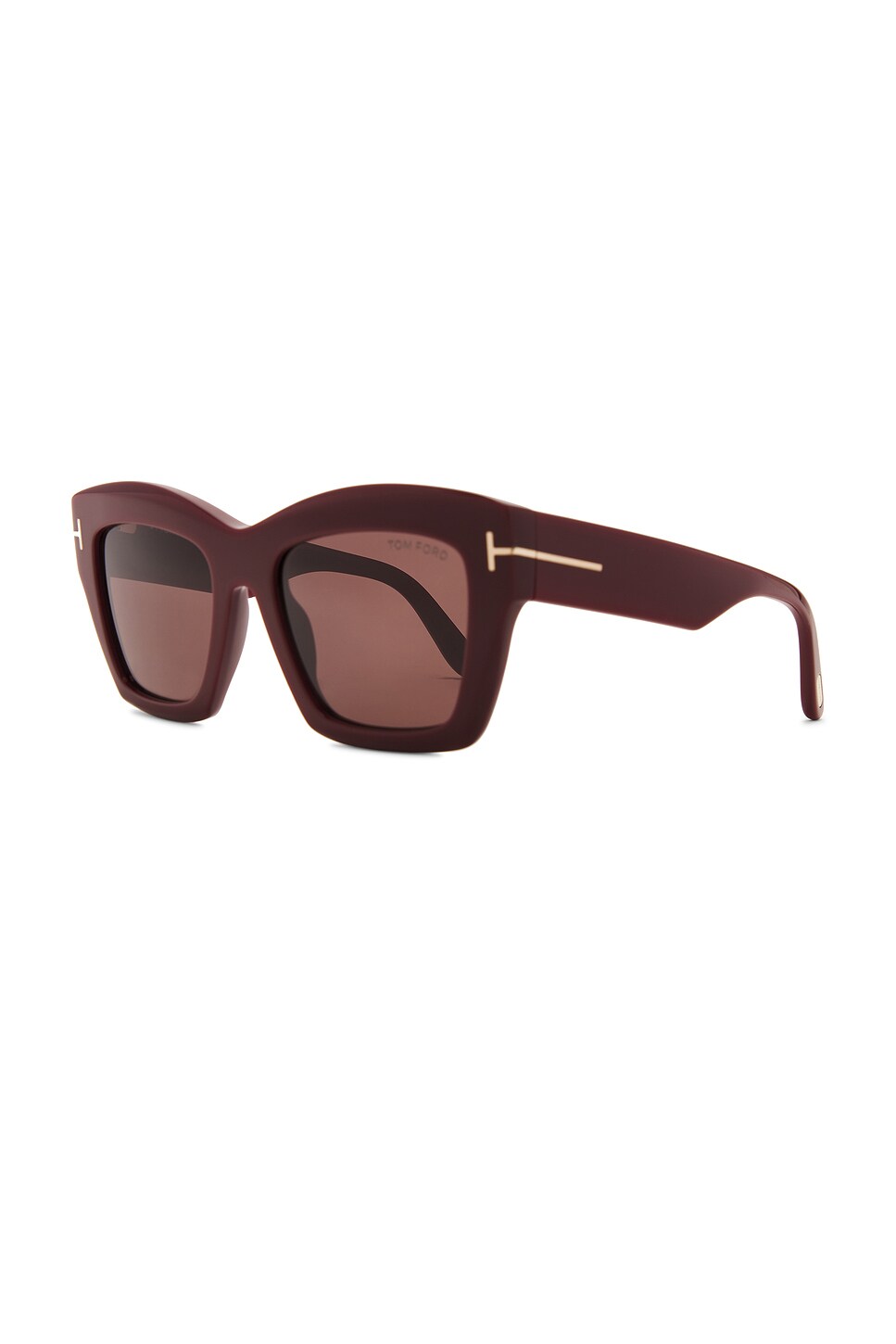 Shop Tom Ford Luna Sunglasses In Shiny Solid Bordeaux & Brown