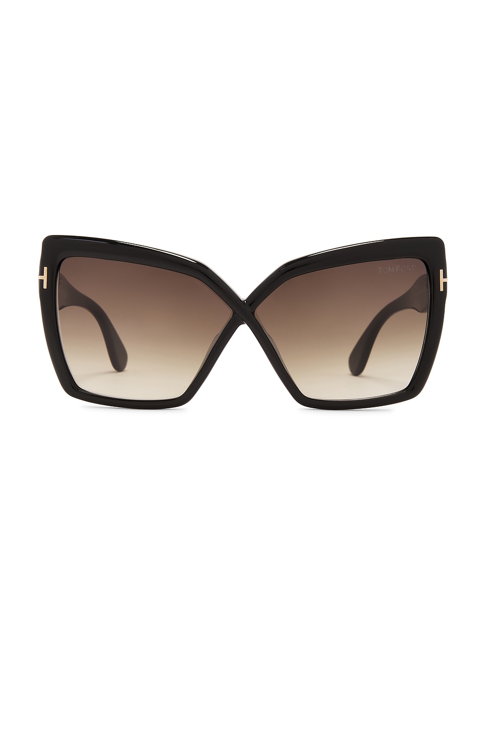 Shop Tom Ford Fiore Sunglasses In Shiny Black & Smoke