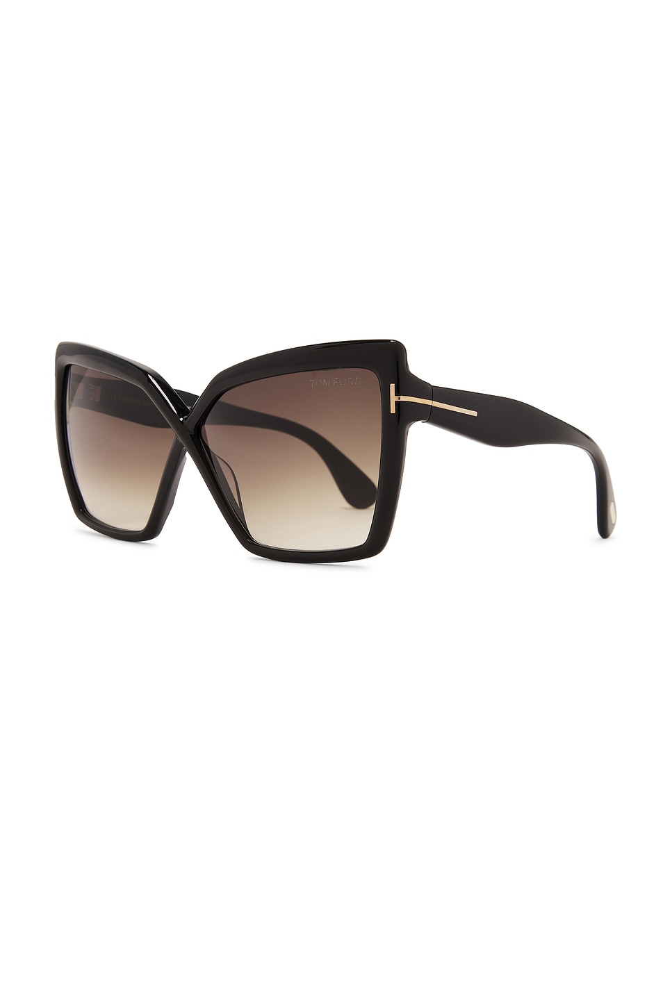 Shop Tom Ford Fiore Sunglasses In Shiny Black & Smoke