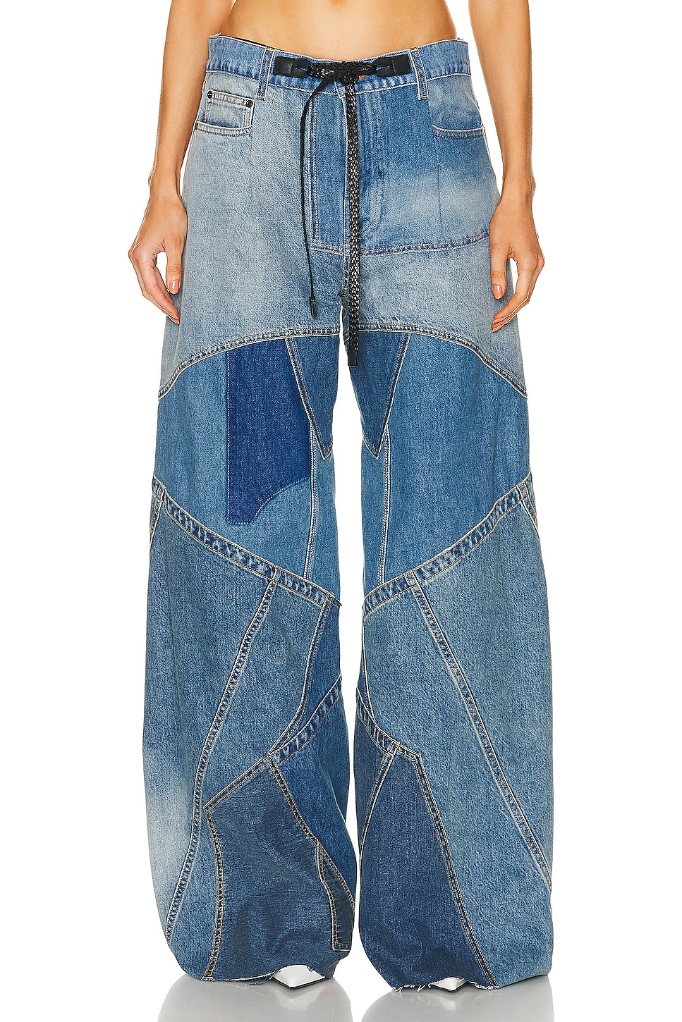 Image 1 of TOM FORD Vintage Patchwork Wide Leg in Combo Blue Shades