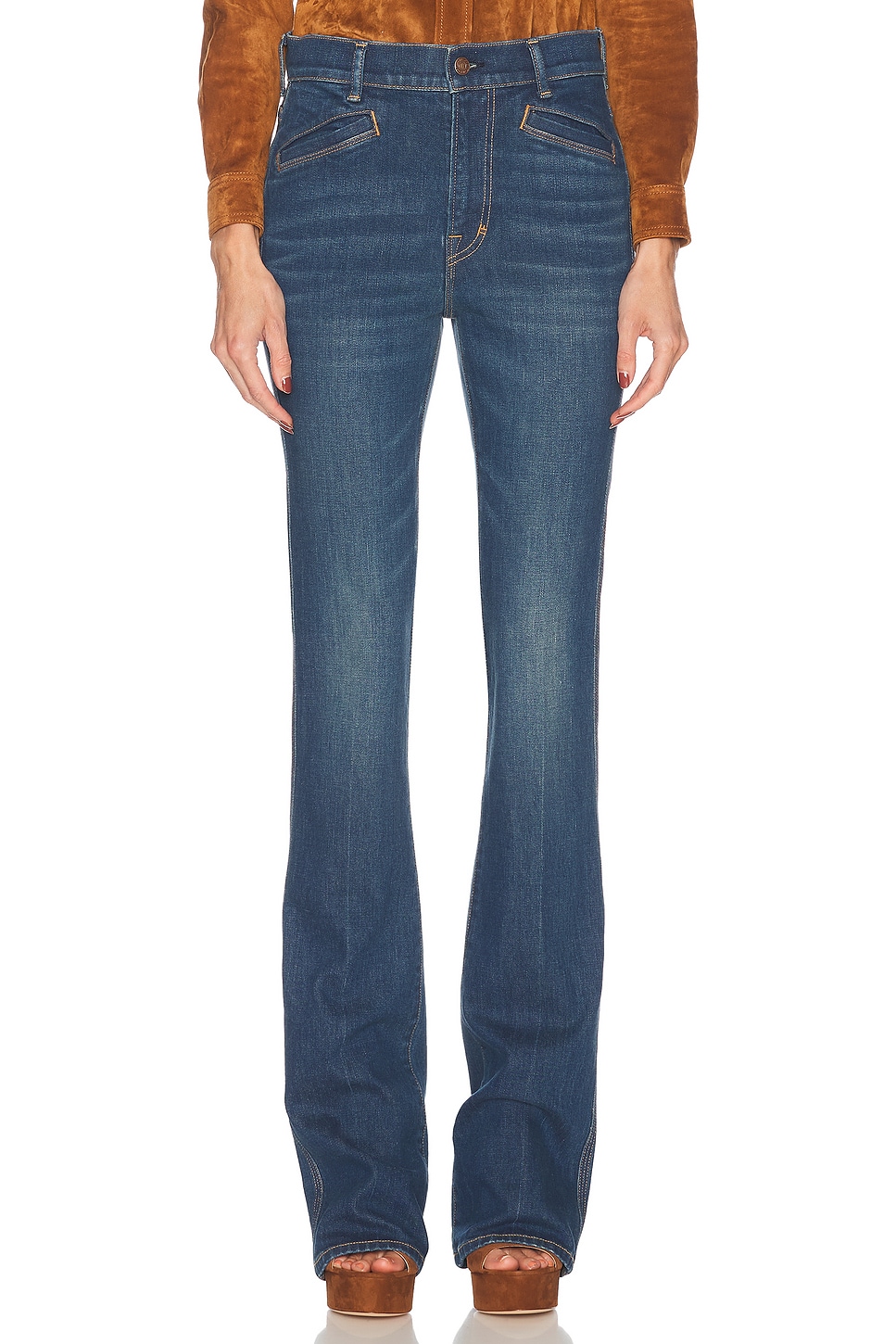 Image 1 of TOM FORD Flare Jean in Mid Blue