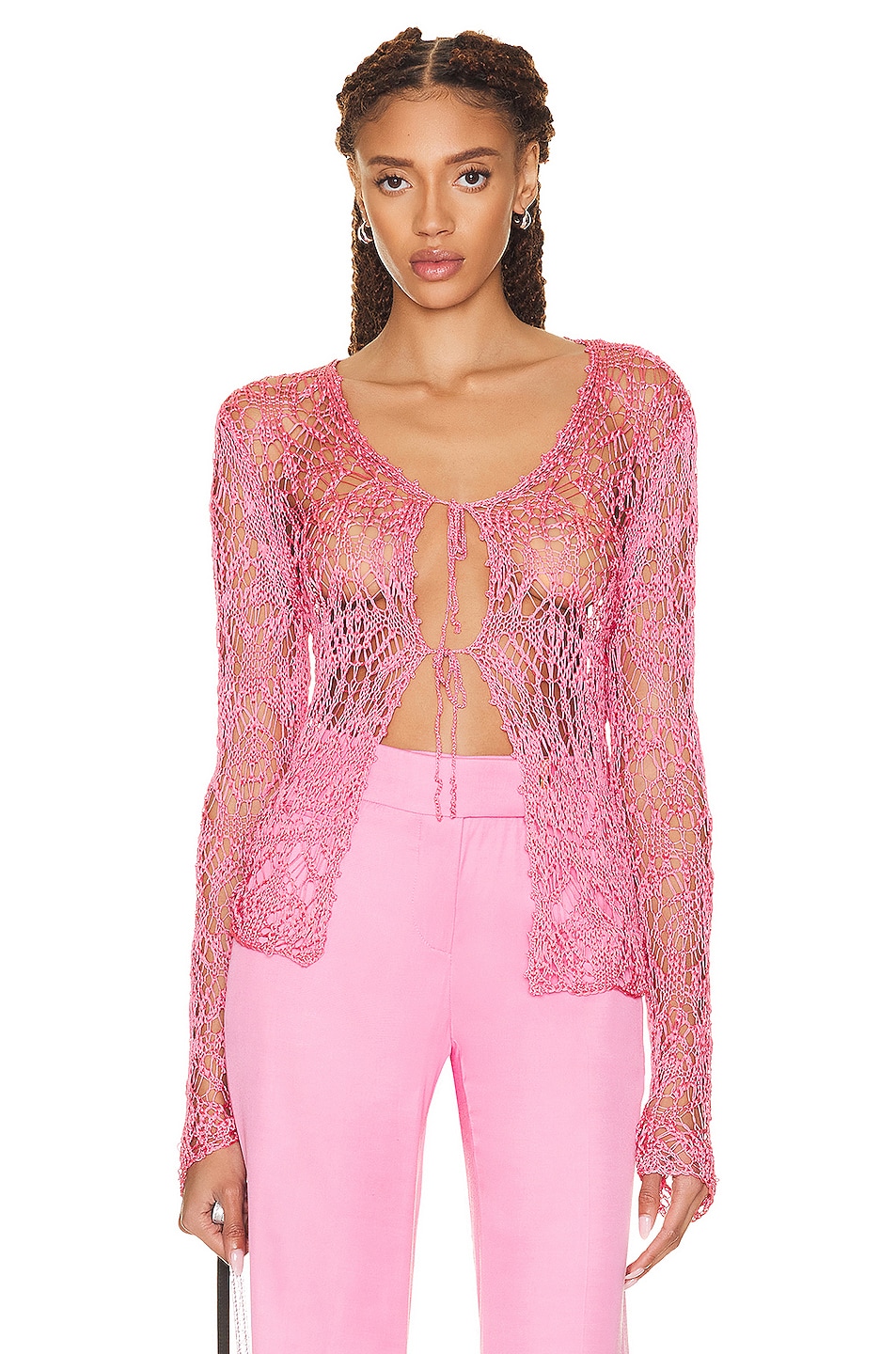 Image 1 of TOM FORD Lace Cardigan in Rose Bloom