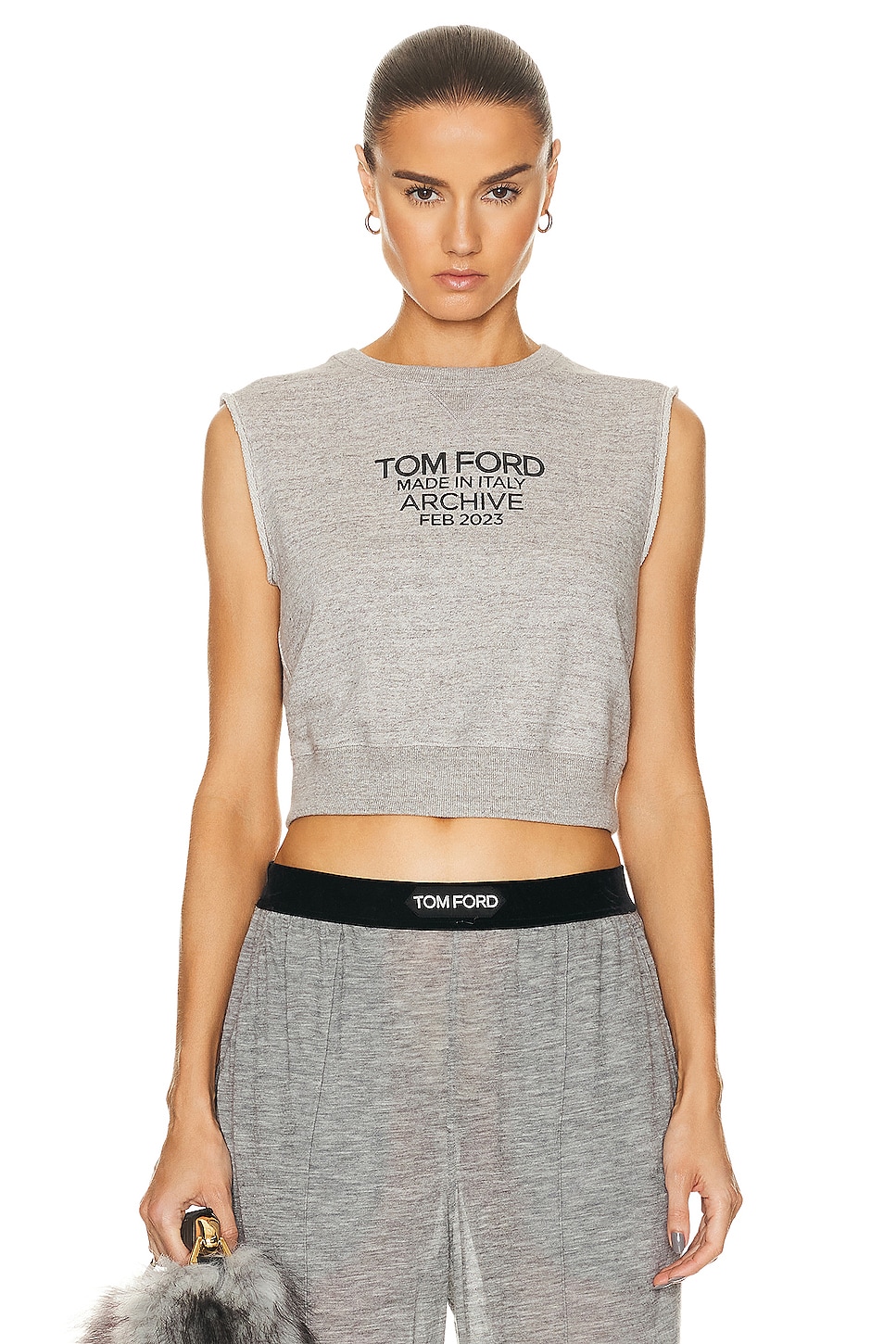Image 1 of TOM FORD Sleeveless Sweatshirt in Grey & Black