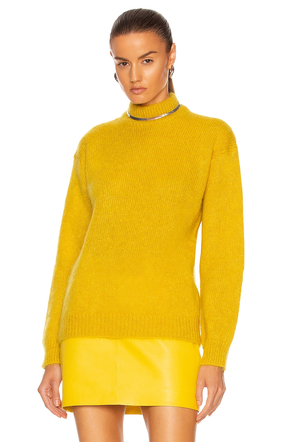 TOM FORD Brushed Mohair Mock Neck Sweater in Mustard | FWRD
