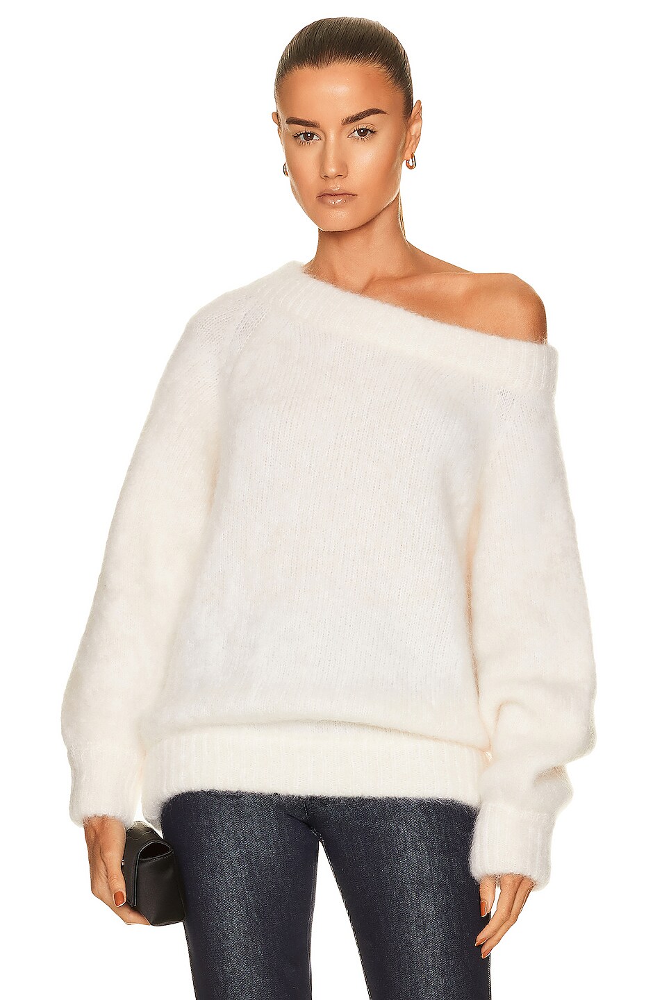 Image 1 of TOM FORD Mohair Boat Neck Sweater in Chalk