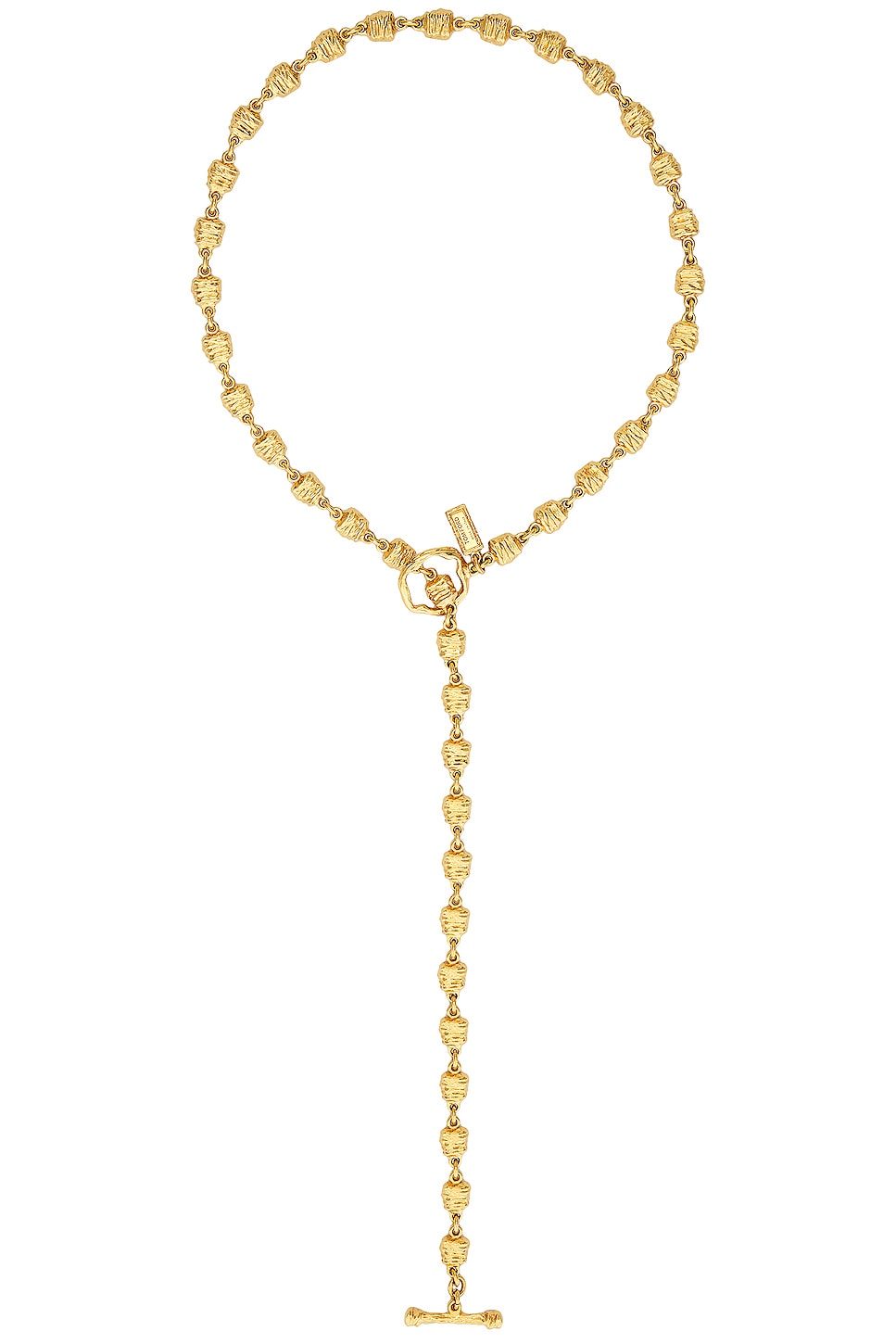 Lariat Moon Necklace in Metallic Gold