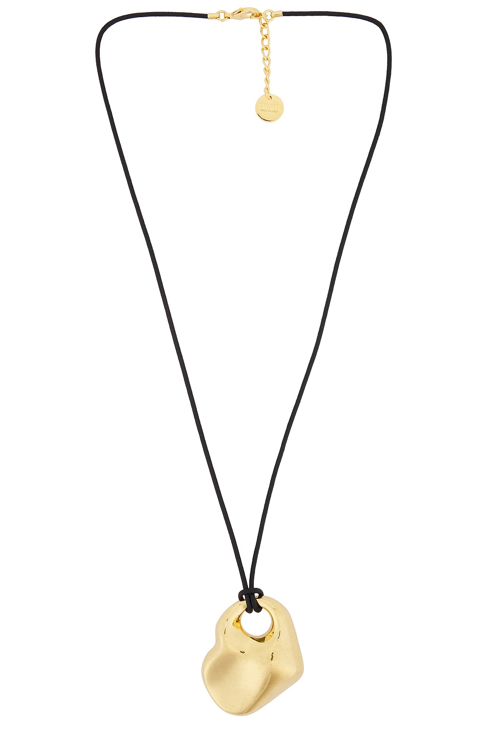 Image 1 of TOM FORD Love Brass & Leather Necklace in Vintage Gold & Black