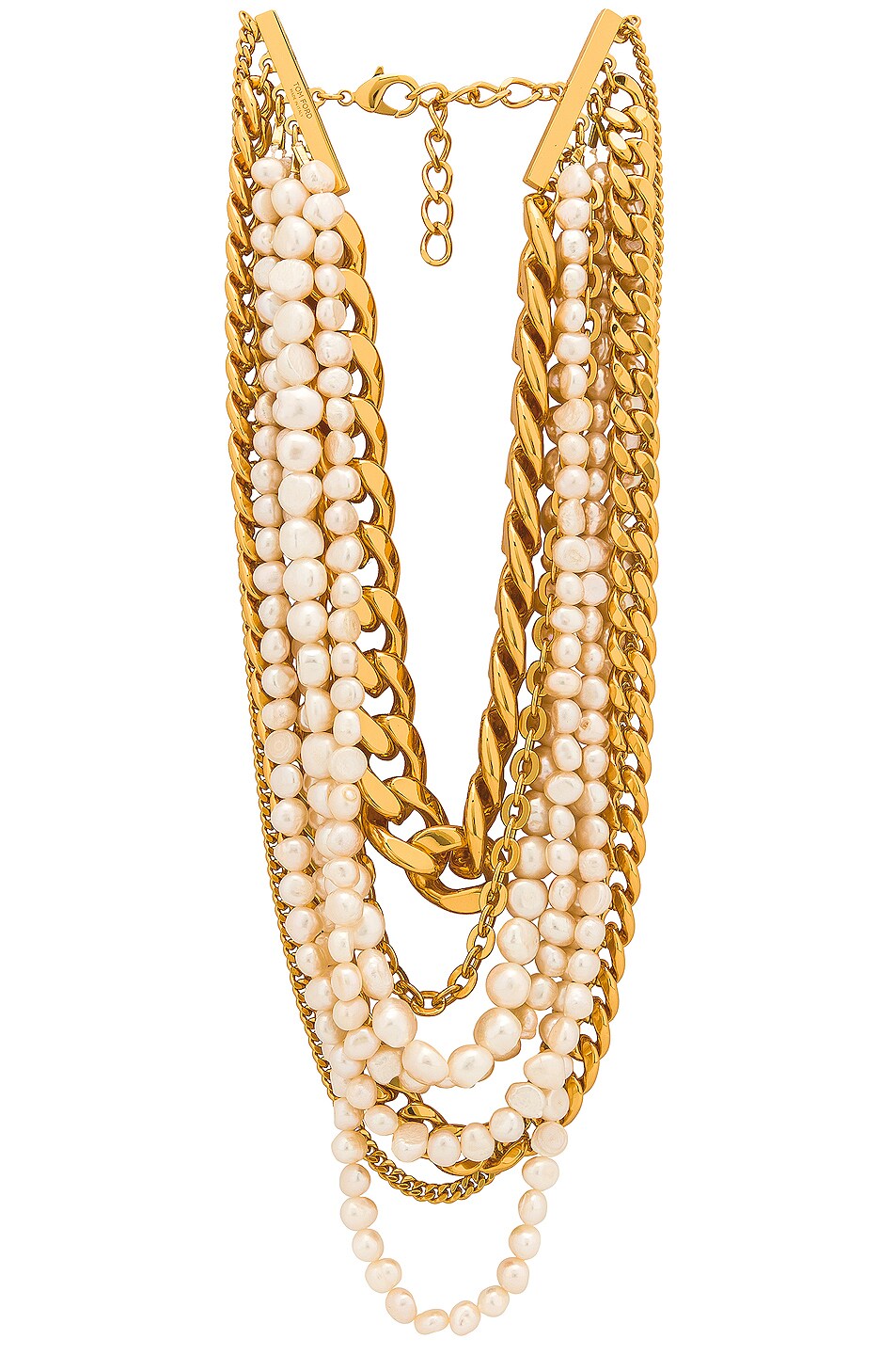 Image 1 of TOM FORD Pearl and Chain Necklace in Gold & Pearl