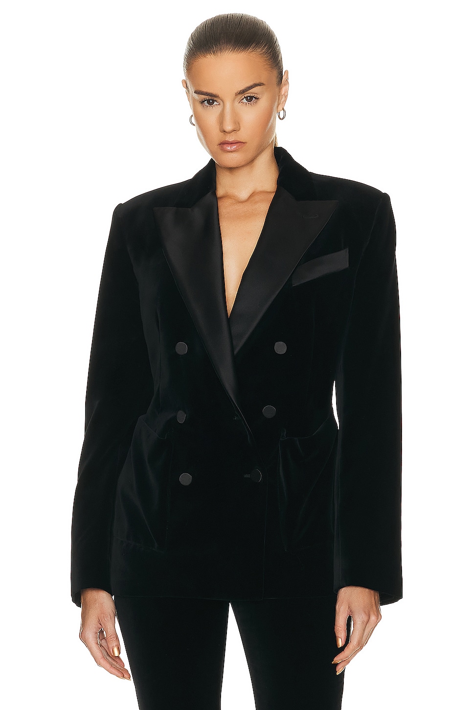 Image 1 of TOM FORD Velvet Tuxedo Relaxed Fit Jacket in Black