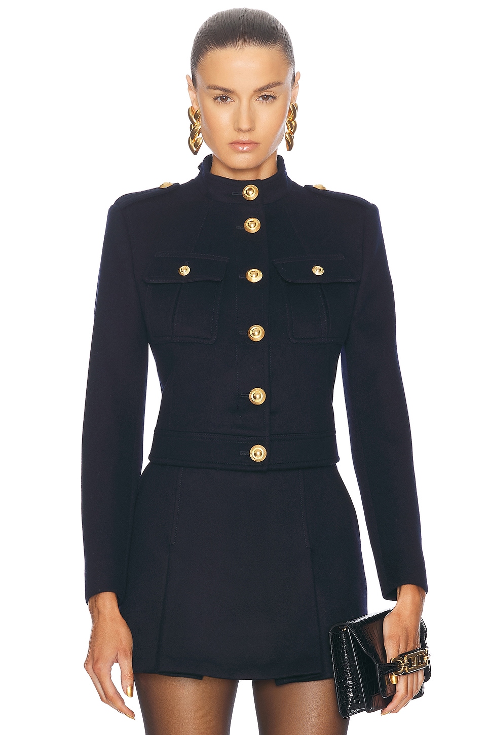 Image 1 of TOM FORD Cashmere Blend Chasseur Jacket in Midnight Blue