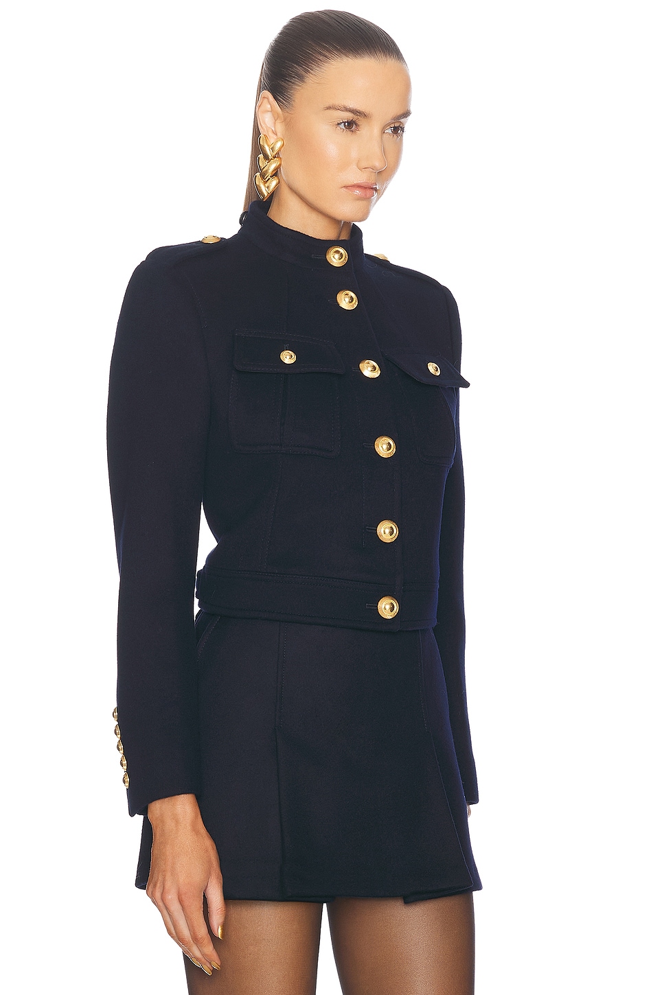 Shop Tom Ford Cashmere Blend Chasseur Jacket In Midnight Blue