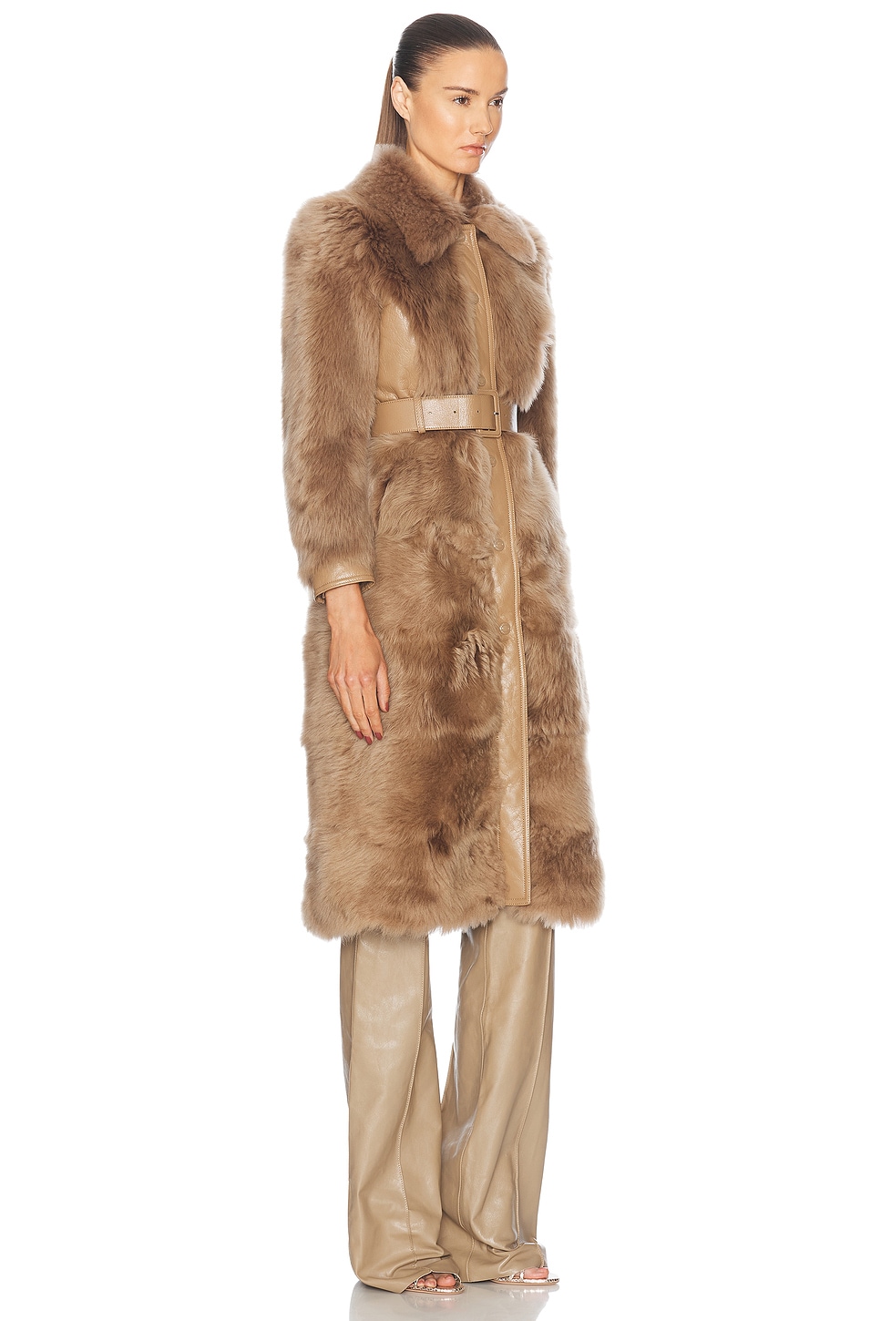 Shop Tom Ford Shearling & Goat Leather Coat In Honey Beige