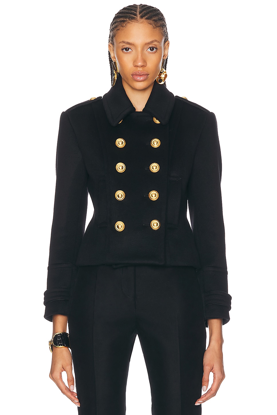 Shop Tom Ford Felt Peacoat In Black