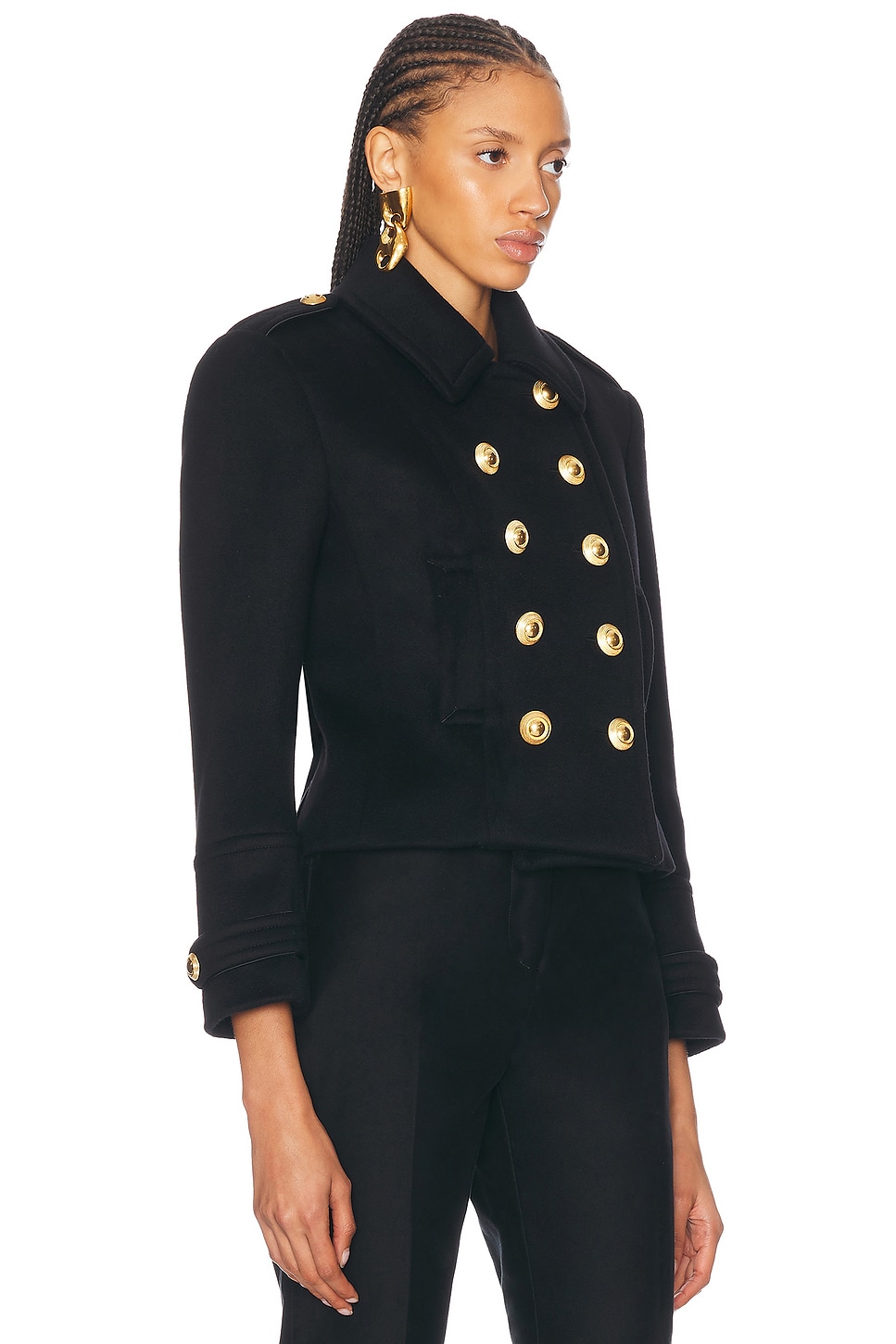 Shop Tom Ford Felt Peacoat In Black