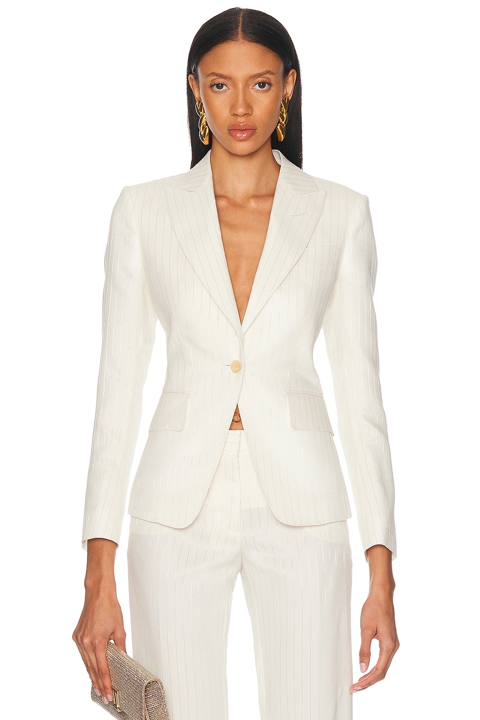 Image 1 of TOM FORD Single Breasted Jacket in Champagne Silver