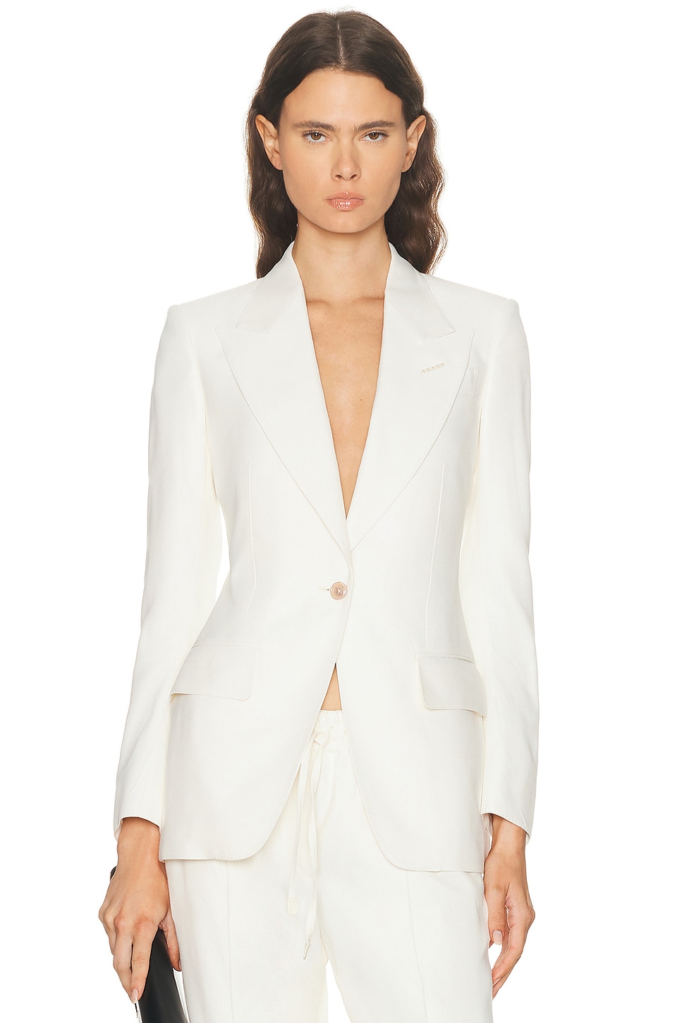 Tom Ford Fluid Single Breasted Jacket In White
