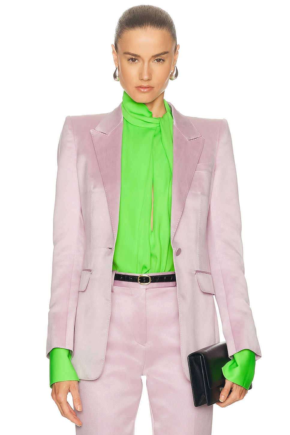 Image 1 of TOM FORD Duchesse Single Breasted Jacket in Orchid Pink