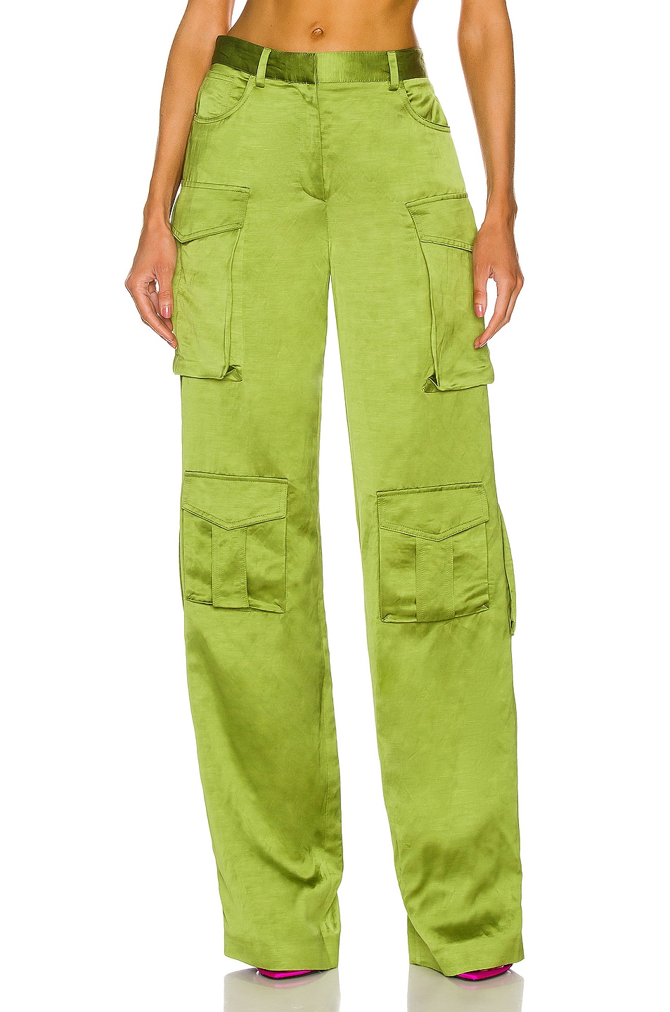 Image 1 of TOM FORD Lustrous Cargo Pant in Pear Green