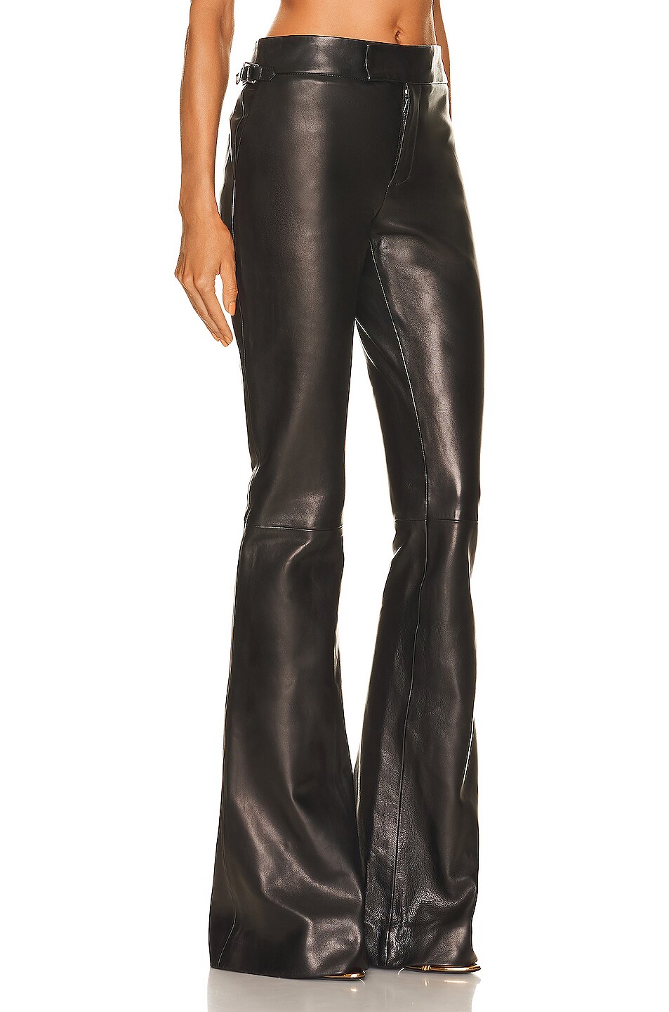 TOM FORD Leather Flare Pant in Black | FWRD