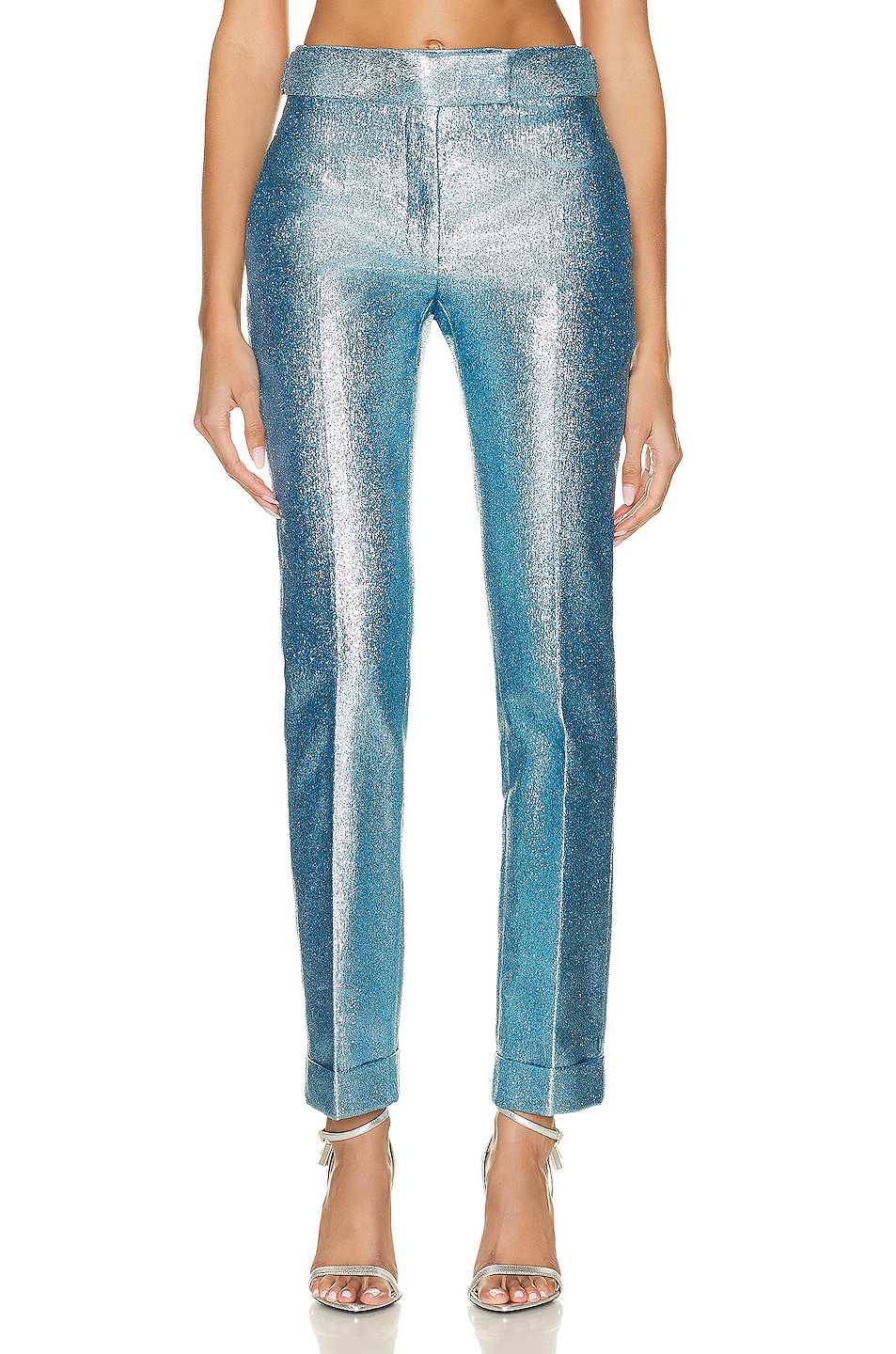 Image 1 of TOM FORD Iridescent Tailored Pant in Aqua