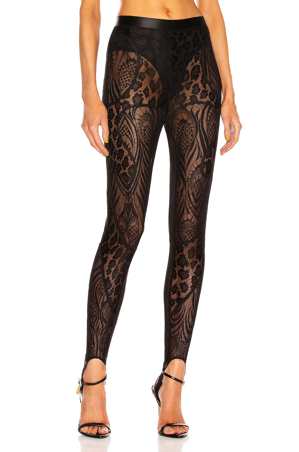 Image 1 of TOM FORD Leopard Chantilly Stirrup Pant in Black
