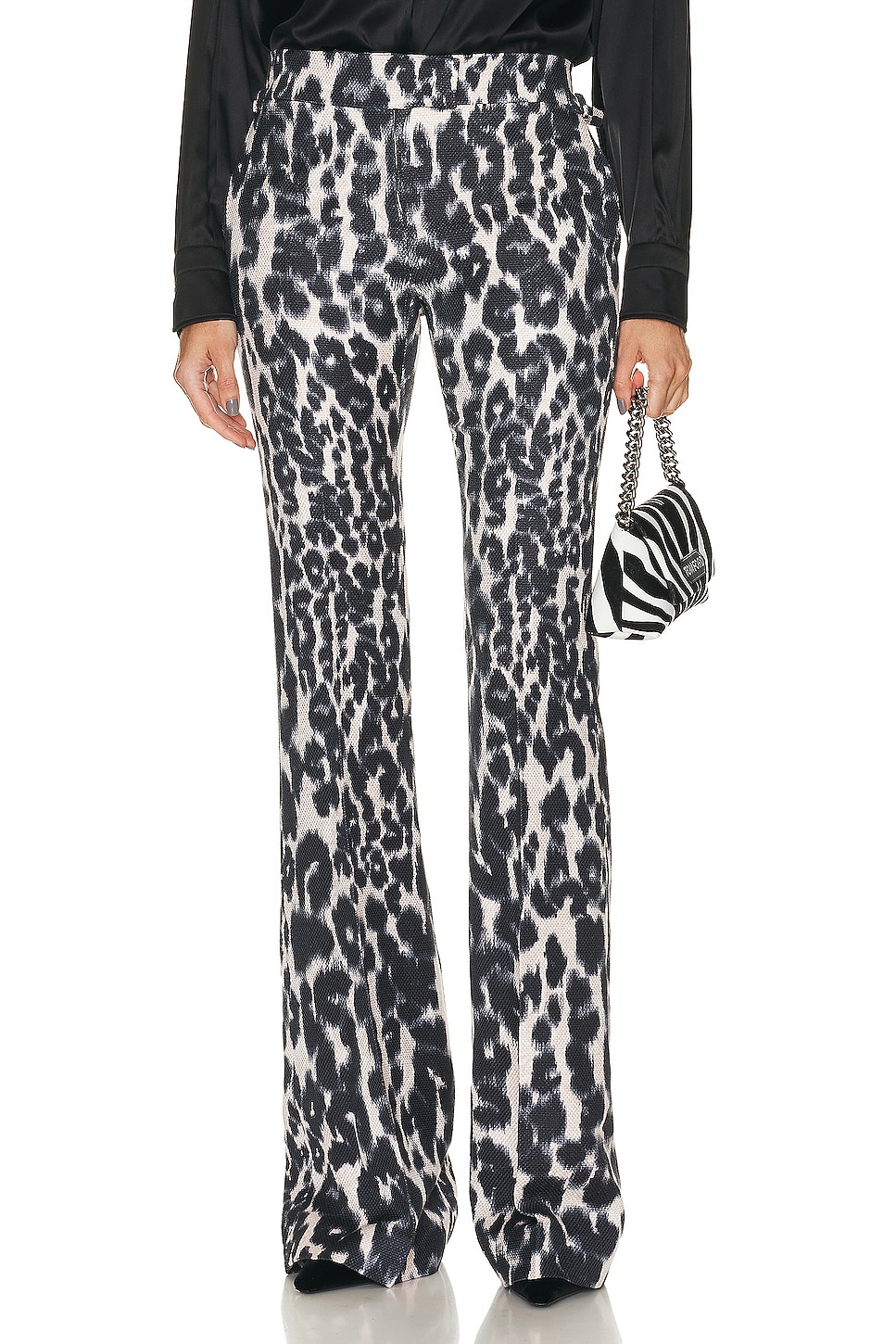 Image 1 of TOM FORD Leopard Printed Flare Pant in Chalk & Black