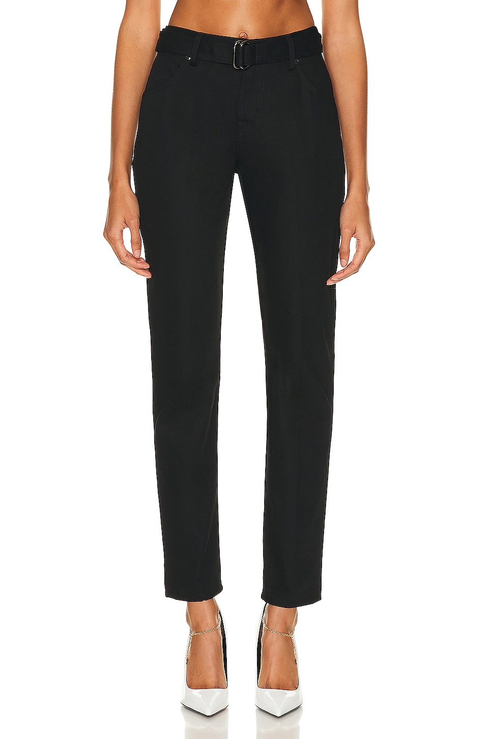 Image 1 of TOM FORD Twill Boyfriend Fit Belted Pant in Black