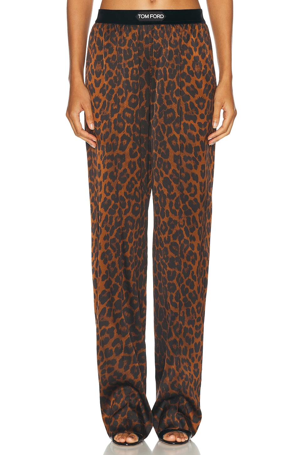 Image 1 of TOM FORD Reflected Leopard PJ Pant in Camel